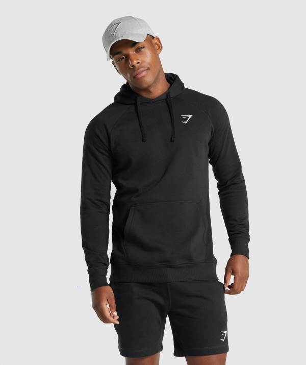 Panske Mikiny S Kapucňou Gymshark Crest Čierne | IE8240759